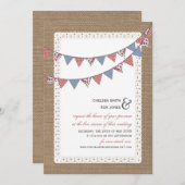 ライブストリーム結婚バーチャルのレースバーラップバンティング 招待状 (正面/裏面)