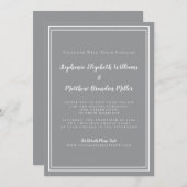 ライブストリ結婚ームのグレーとホワイトのミニマリスト 招待状 (正面/裏面)