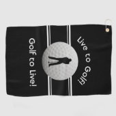 ライブツーゴルフ引用文タイポグラフィ白黒 ゴルフタオル (横)