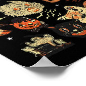 ライブハロウィーンヴィンテージパンプキンウィッチ幽霊ブラックC ポスター (角)