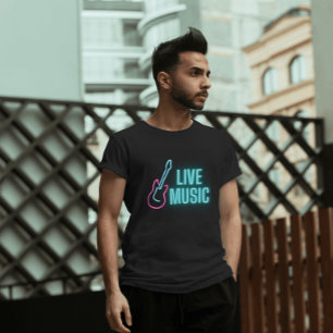 ライブミュージックネオンギター Tシャツ