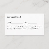 ライブモバイルフィンガープリントアポイントメントカード 予約カード (裏面)