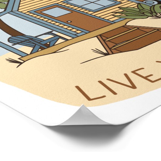 ライブユー最高のライフビーチキャビンSurfer ポスター (角)