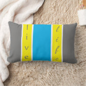 ライブライフ、青と黄ストライプの色 ランバークッション (ブランケット)
