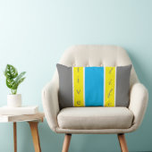 ライブライフ、青と黄ストライプの色 ランバークッション (椅子)