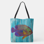 ライブラブアロハトロピカルフィッシュビーチサインビーチバッグ トートバッグ (裏面)