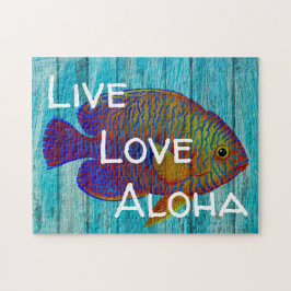 ライブラブアロハトロピカルフィッシュビーチサイン ジグソーパズル