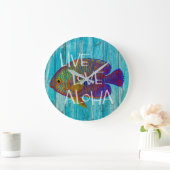 ライブラブアロハトロピカルフィッシュビーチサイン ラージ壁時計 (ホーム)