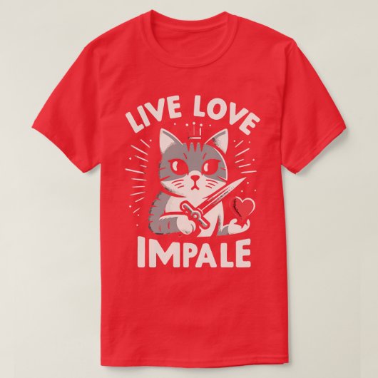 ライブラブインペールおもしろいネコ Tシャツ (デザイン正面)
