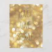 ライブラブスパークル金ゴールドグリッター感動的引用文 ポストカード (正面)