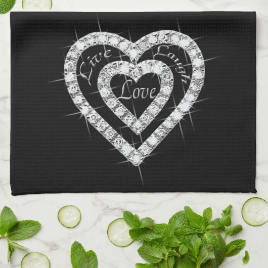ライブラブダイヤモンドハートキッチンタオル キッチンタオル (折り畳み)