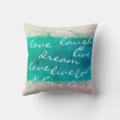ライブラブドリームターコイズ絵を描デザイン引用文 クッション (裏面)
