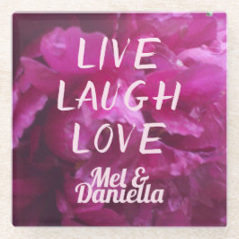 ライブラブパープルピーニーフローラ ガラスコースター