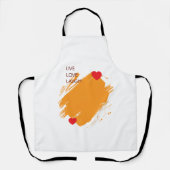 ライブラブ笑いイエロー抽象芸術赤いハート エプロン (正面)