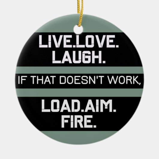 ライブラブ笑いロードエイムファイアグラフィックデザイン セラミックオーナメント (正面)