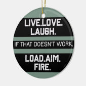 ライブラブ笑いロードエイムファイアグラフィックデザイン セラミックオーナメント (左)