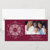 ライブラブ笑いヴィンテージオーナメントホリデーフォトカード シーズンカード (正面/裏面)