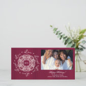 ライブラブ笑いヴィンテージオーナメントホリデーフォトカード シーズンカード (スタンド正面)