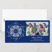 ライブラブ笑いヴィンテージオーナメントホリデーフォトカード シーズンカード (正面/裏面)