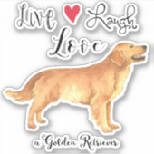 ライブラブ笑うゴールデンレトリバービニールステッカー シール (正面)