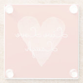 ライブラブ笑う可愛いロマンチックな引用文オレンジハート ガラスコースター (裏面)