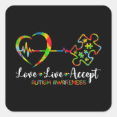 ライブラブ自閉症意識を受け入れる男性女性子供G スクエアシール (正面)