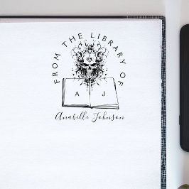 ライブラリからブックゴシックスカルイニシャルスクリプト ラバースタンプ