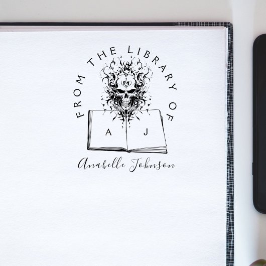 ライブラリからブックゴシックスカルイニシャルスクリプト ラバースタンプ