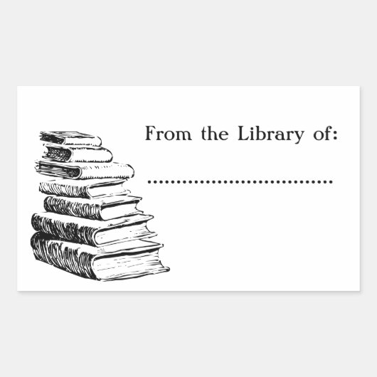 ライブラリからヴィンテージカスタム蔵書票 長方形シール (正面)