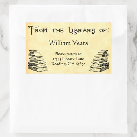 ライブラリからヴィンテージカスタム蔵書票 長方形シール (バッグ)