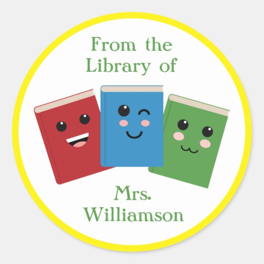 ライブラリから先生名クラスパーソナライズされた ラウンドシール (正面)