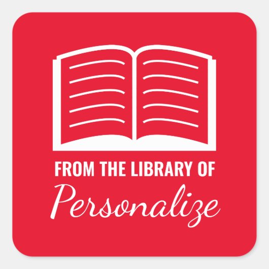 ライブラリから名前をカスタムする蔵書票ラベル スクエアシール (正面)