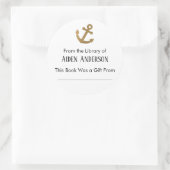 ライブラリから金ゴールドシンプルいかり蔵書票 ラウンドシール (バッグ)