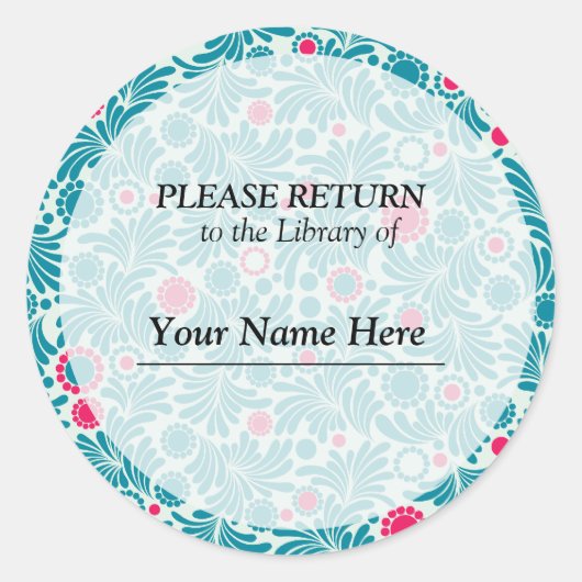 ライブラリのステッカー – Please Return ラウンドシール (正面)