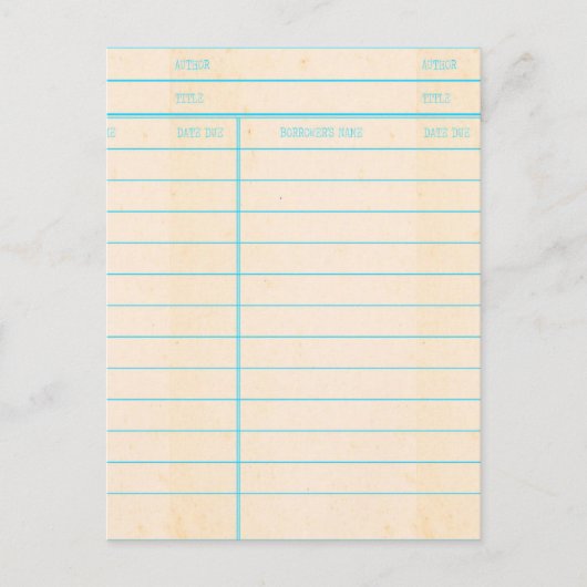 ライブラリのブックの期限カード ポストカード (正面)