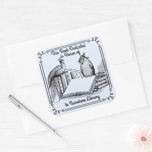 ライブラリの献納蔵書票 スクエアシール (封筒)