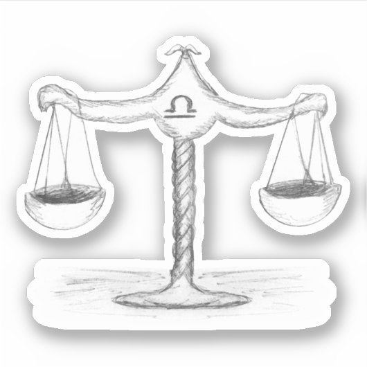 ライブラリはかりで測〔占星術の〕十二宮図スケッチ シール (正面)