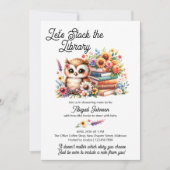 ライブラリをストック赤ちゃんシャワー賢いフクロウフローラ本 招待状 (正面)