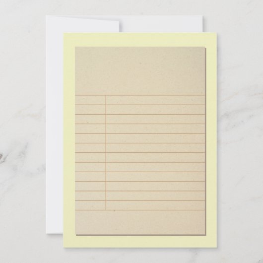 ライブラリカードベビーシャワーイエロー招待状招待状 招待状 (裏面)