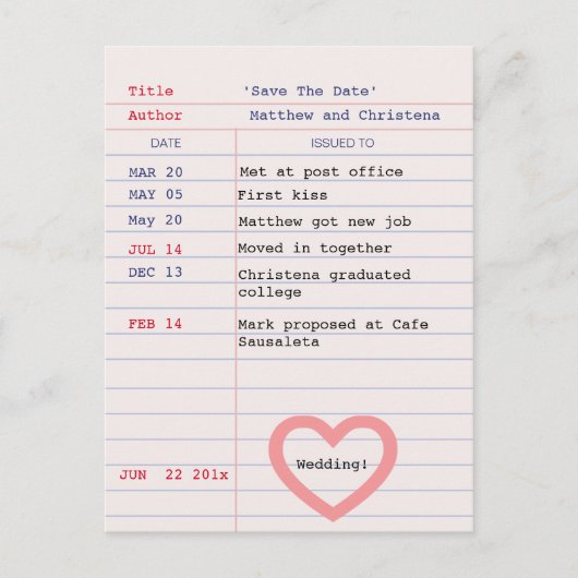 ライブラリカード日付はがきを保存 案内ポストカード (正面)