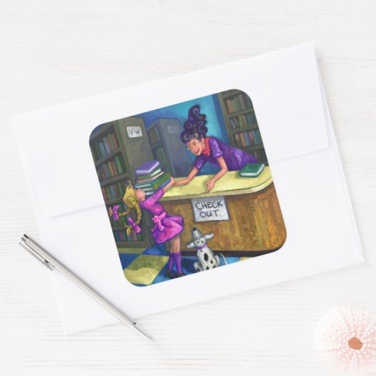 ライブラリチェックアウトのアートワーク スクエアシール (封筒)