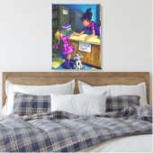 ライブラリチェックアウトアート キャンバスプリント (インサイチュ (寝室))