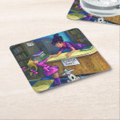 ライブラリチェックアウト スクエアペーパーコースター (アングル)