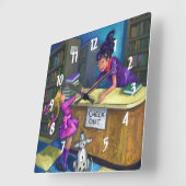 ライブラリチェックアウト スクエア壁時計 (傾斜)