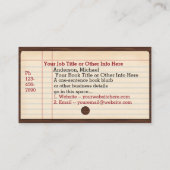 ライブラリブックカタログライタ作家Librarian Wood 名刺 (裏面)