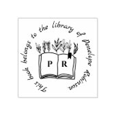 ライブラリブックシンプルスクリプト名前をカスタムするイニシャル ラバースタンプ (インプリント)