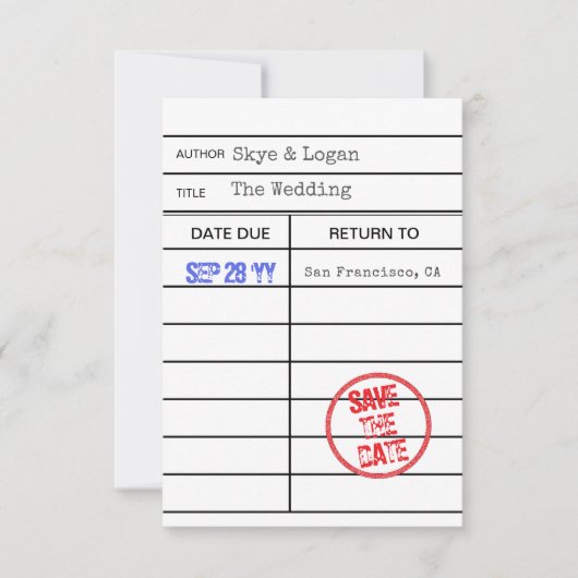 ライブラリブックチェックアウトカード日付の保存 セーブザデート (正面)