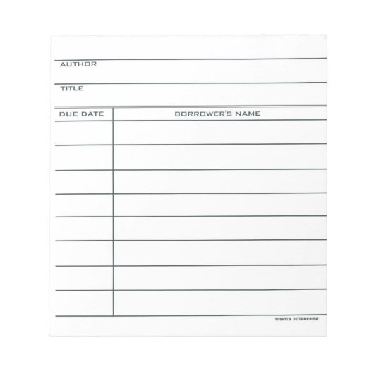 ライブラリポケットカード – メモ帳 (正面)