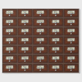 ライブラリヴィンテージ木製カードカタログ引出しリーダー ラッピングペーパー (フラット)