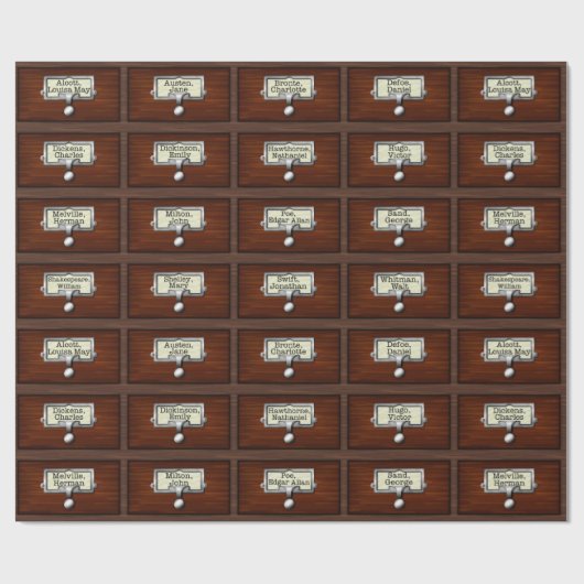 ライブラリヴィンテージ木製カードカタログ引出しリーダー ラッピングペーパー (フラット)